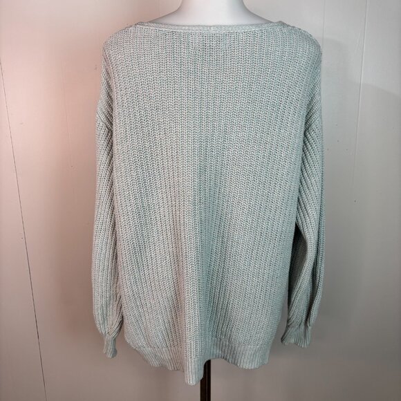 Old Navy Sweater Medium Blue V-Neck Cotton Blend Long Sleeve Pullover Women's - Picture 6 of 9